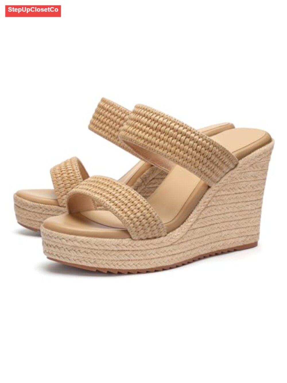 Wedge Sandals Espadrilles Slip On Open Toe Platform Shoes Ankle Strap Buckle